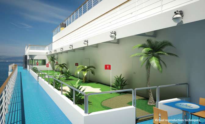 Minigolf op een schip van Costa 