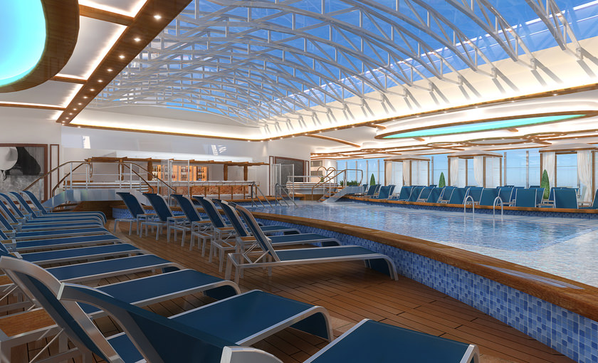 Een binnenzwembad op de Majestic Princess