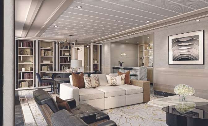 Woonkamer penthouse suite Seven Seas Grandeur